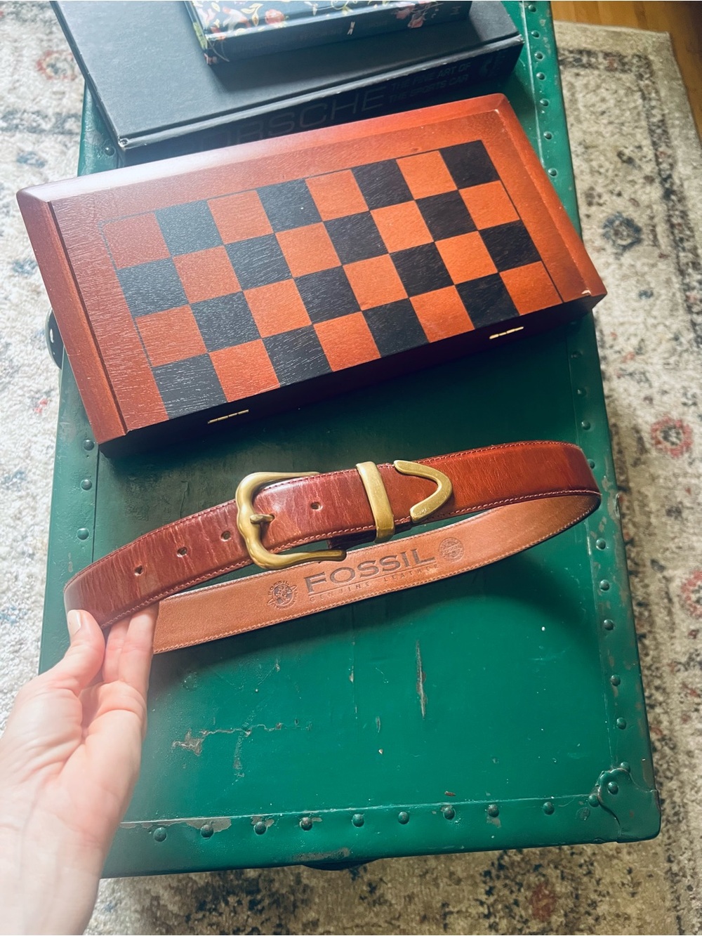 Fossil women’s  Leather Belt with Brass Buckle western cowboy size medium